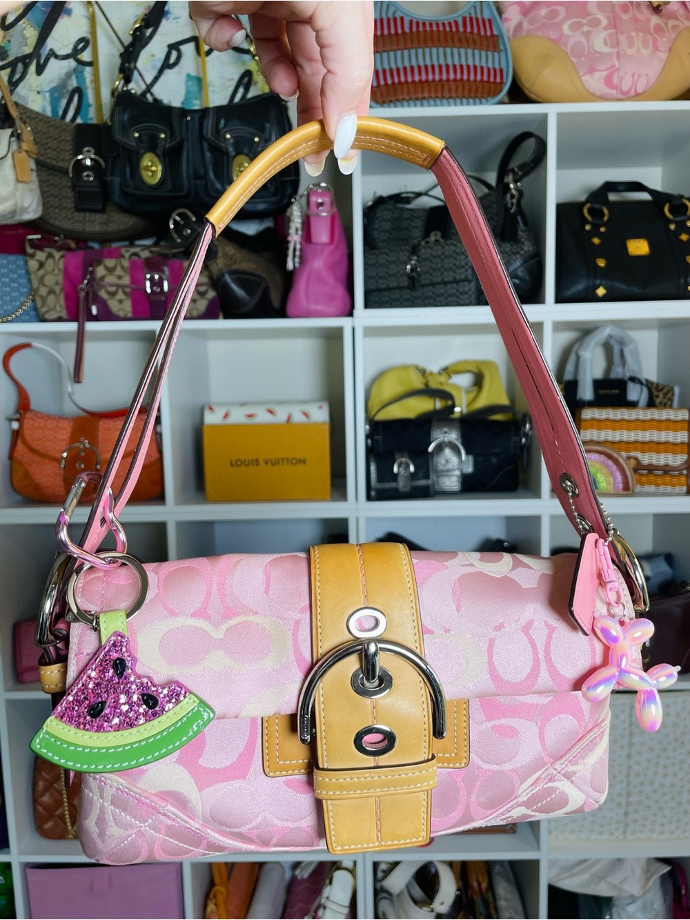 Coach Vintage Y2K Signature Pink 💕Optic C Soho Buckle Flap Shoulder Bag